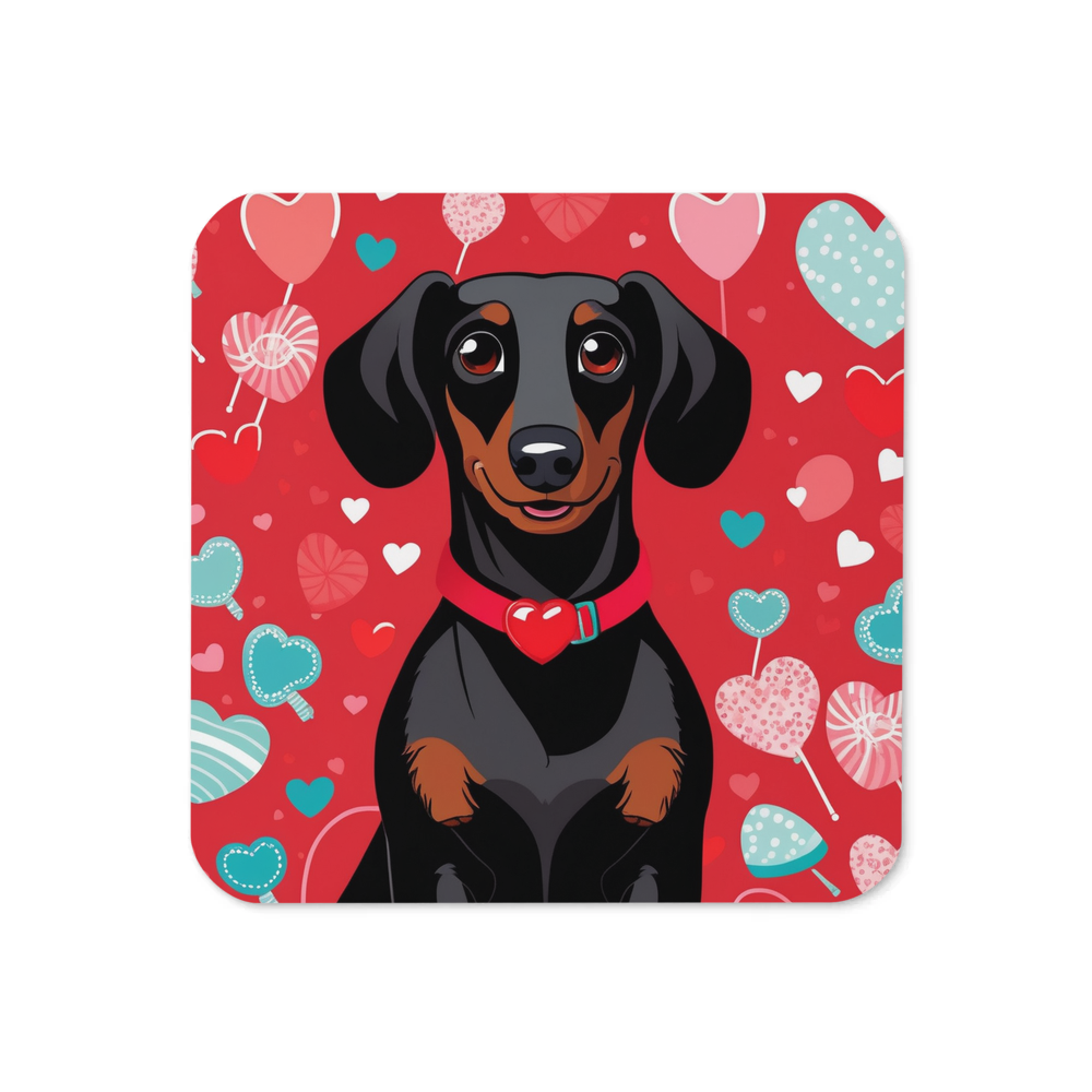 PugMug Custom Black Dachshund Coaster