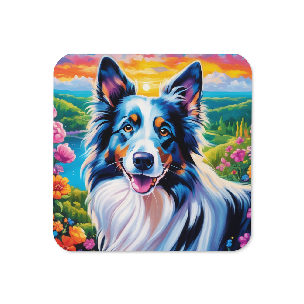 PugMug Custom Blue Merle Border Collie Coaster