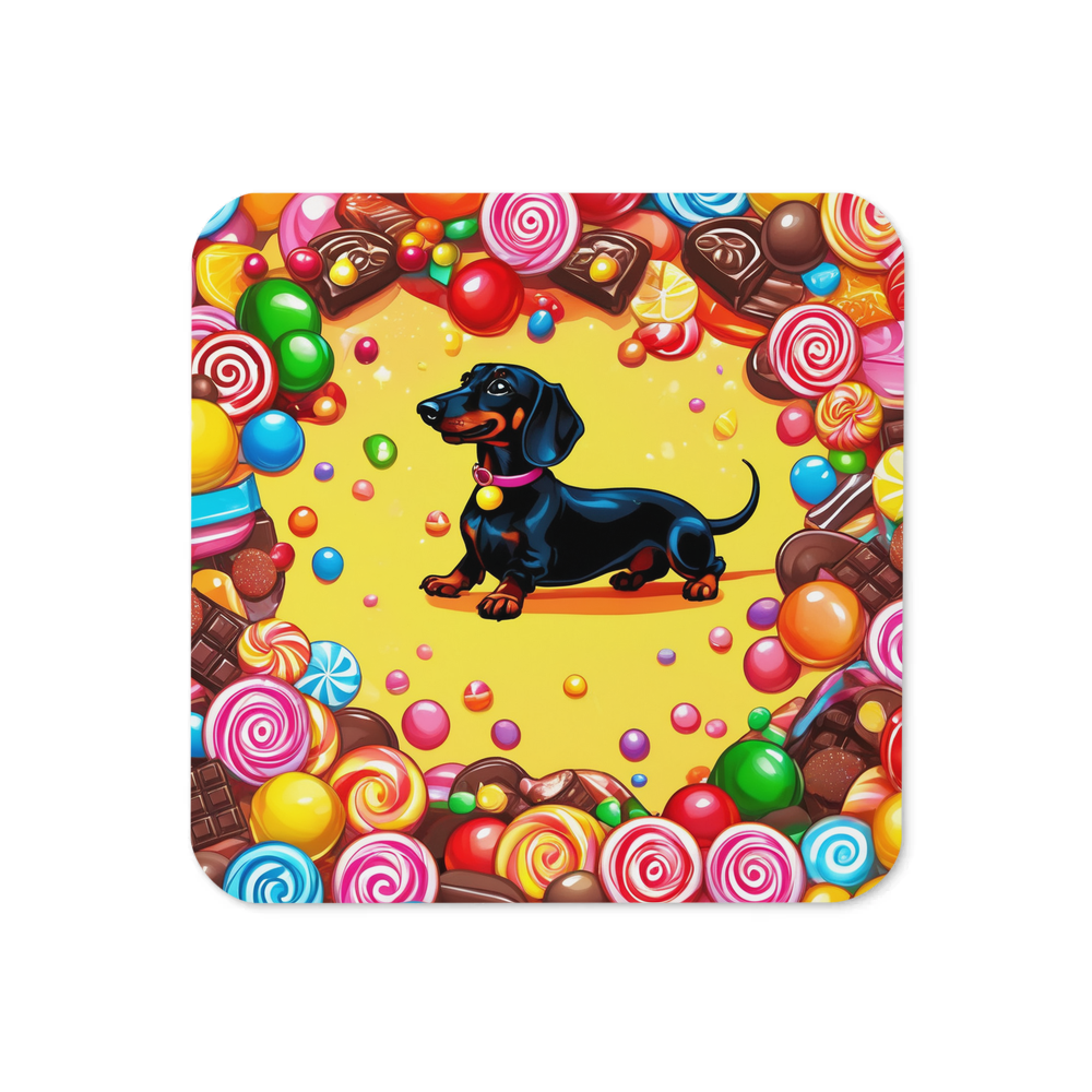 PugMug Custom Black Dachshund Coaster