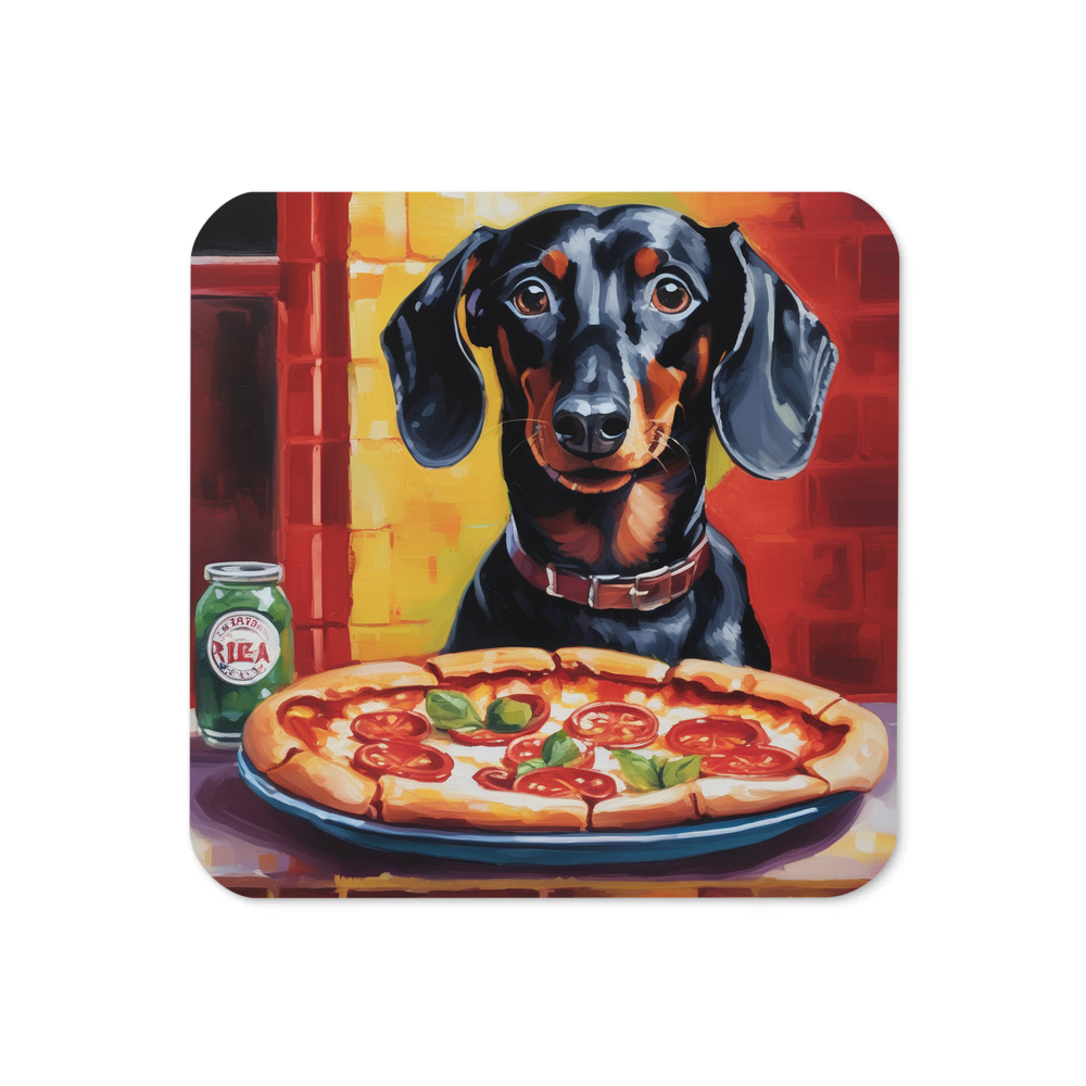 PugMug Custom Black Dachshund Coaster