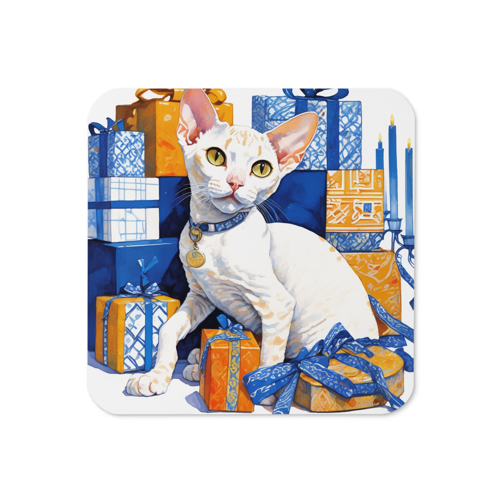 PugMug Custom White Devon Rex Cat Coaster