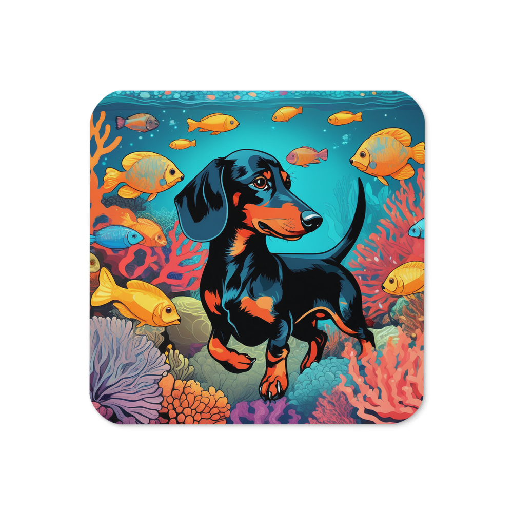 PugMug Custom Black Dachshund Coaster
