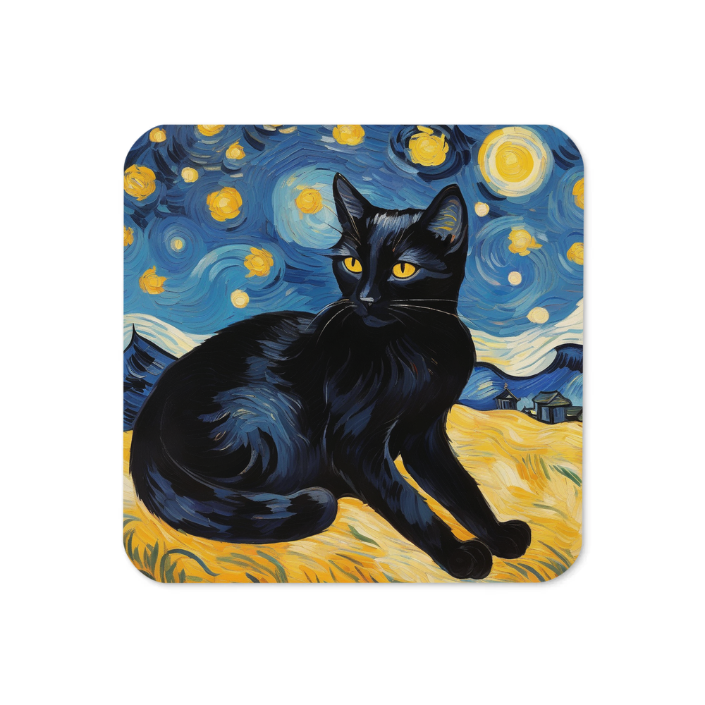PugMug Custom Black Companion Cat Coaster