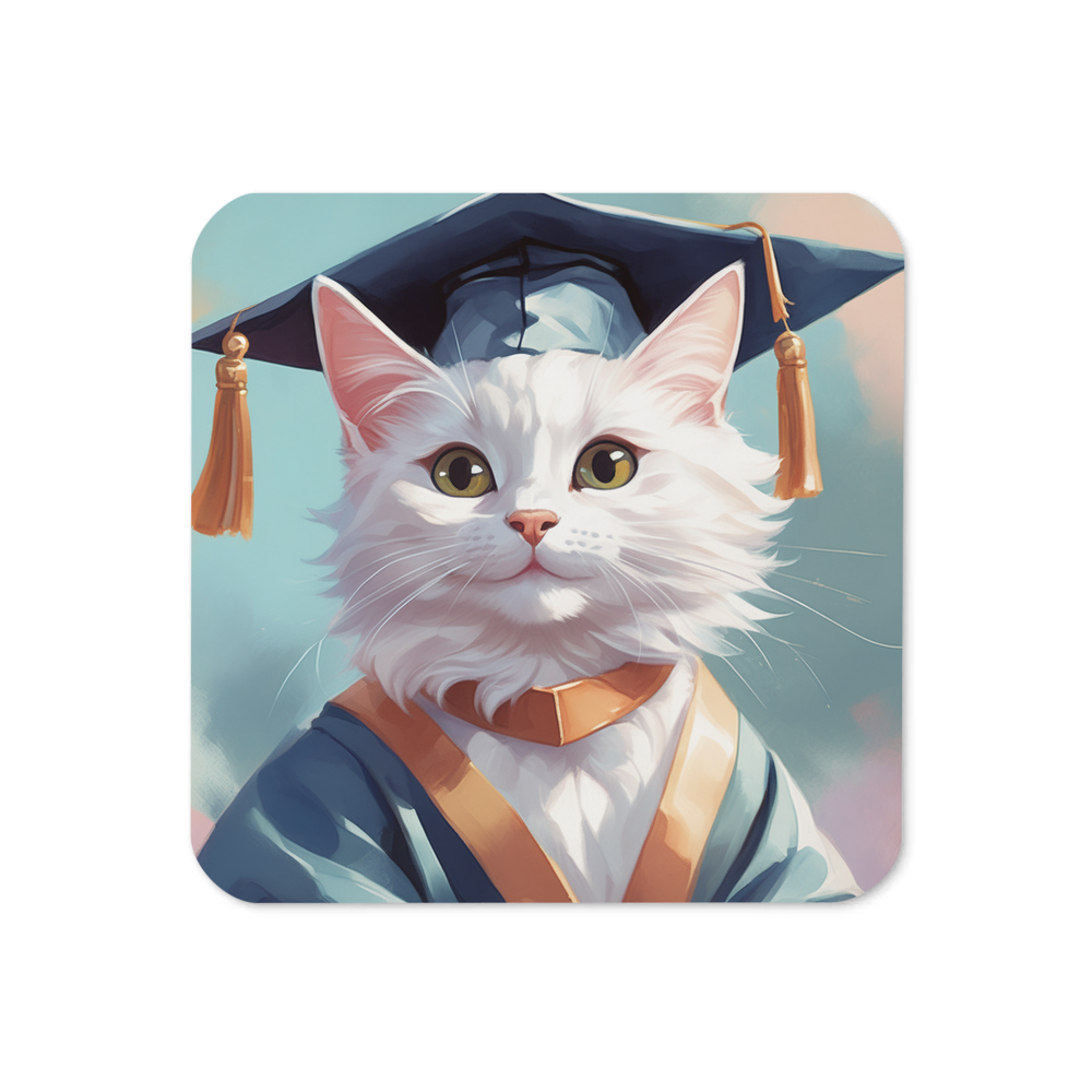 PugMug Custom White Companion Cat Coaster