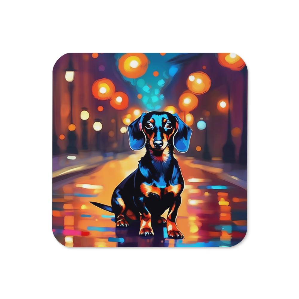 PugMug Custom Black Dachshund Coaster