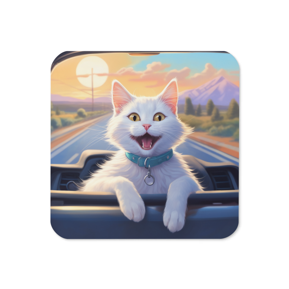 PugMug Custom White Companion Cat Coaster