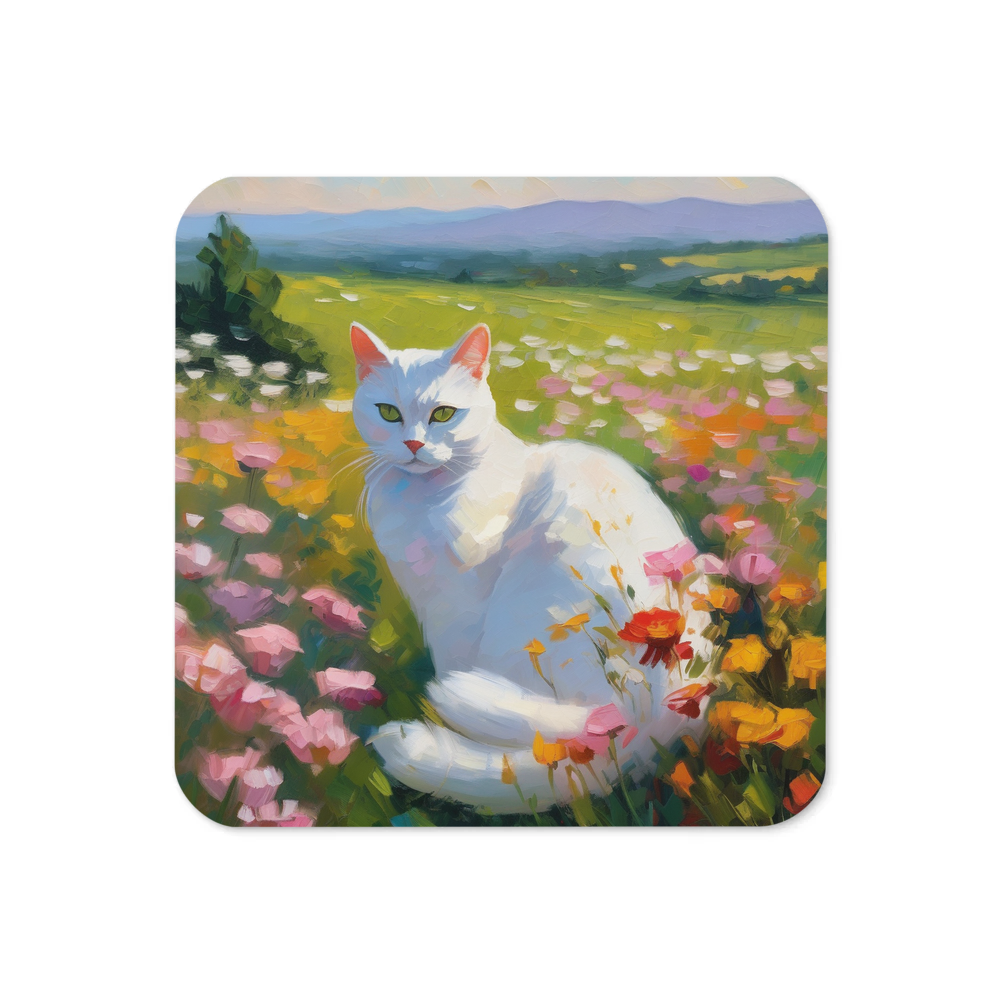 PugMug Custom White American Shorthair Cat Coaster