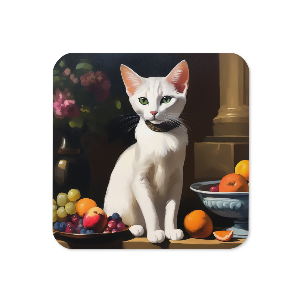 PugMug Custom White Abyssinian Cat Coaster