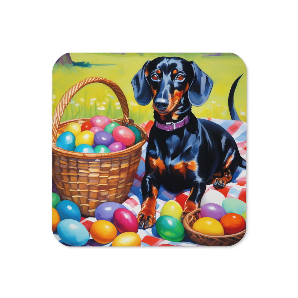 PugMug Custom Black Dachshund Coaster