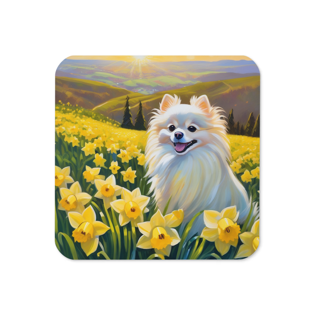 PugMug Custom White Pomeranian Coaster