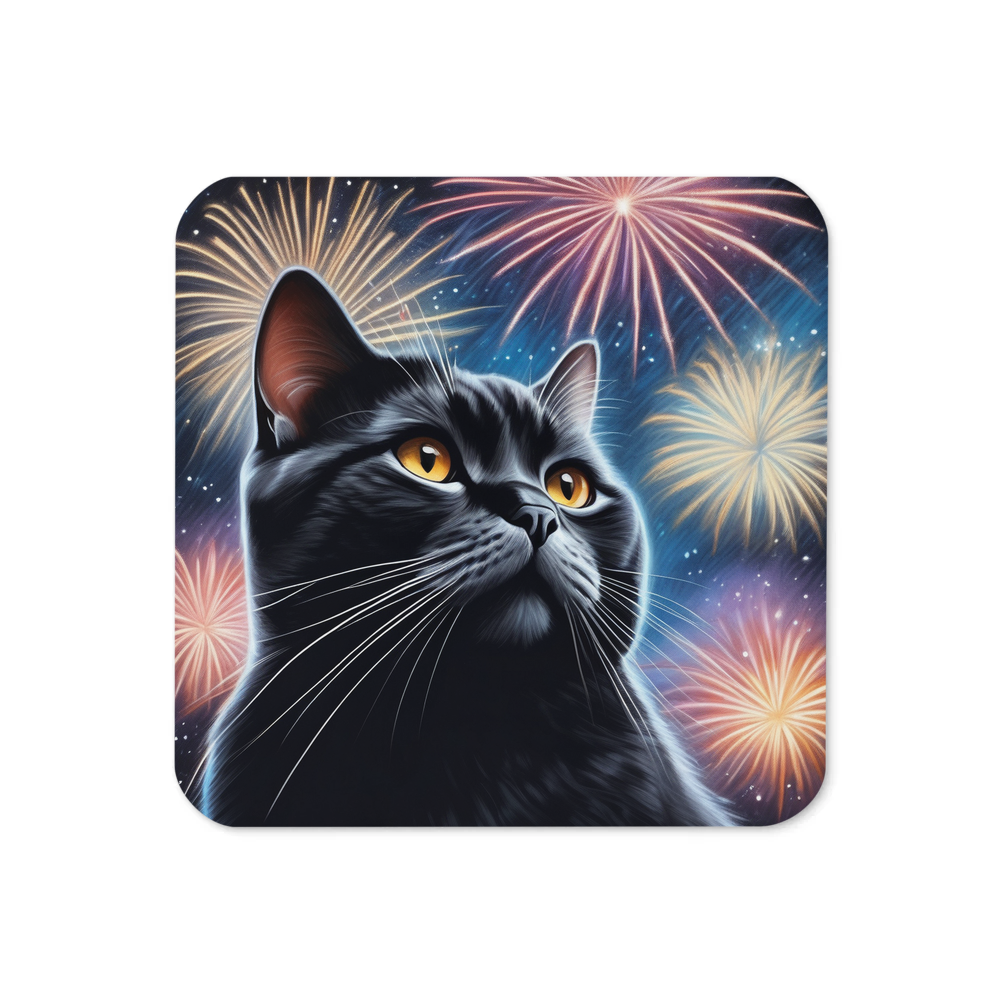 PugMug Custom Black British Shorthair Cat Coaster