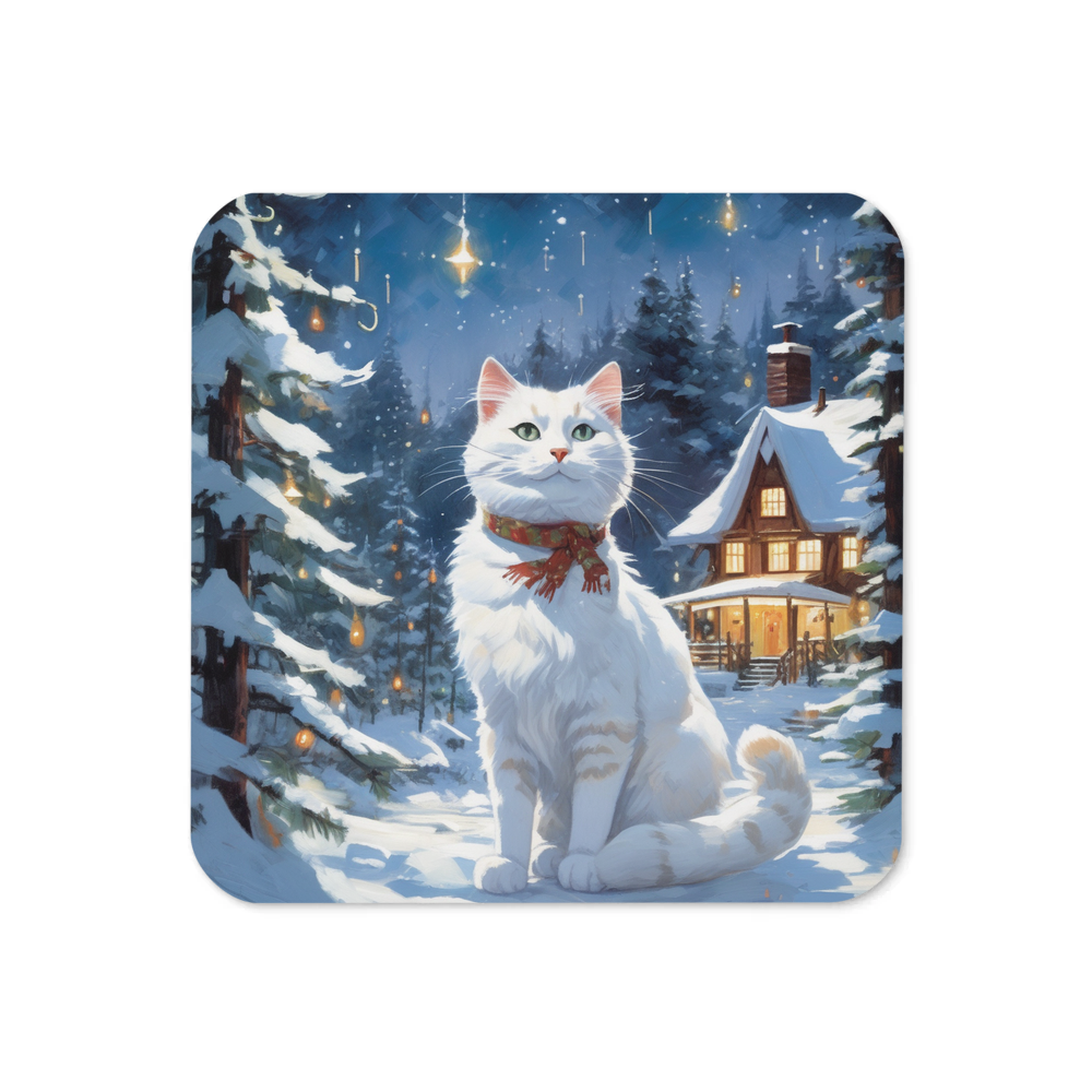 PugMug Custom White Companion Cat Coaster