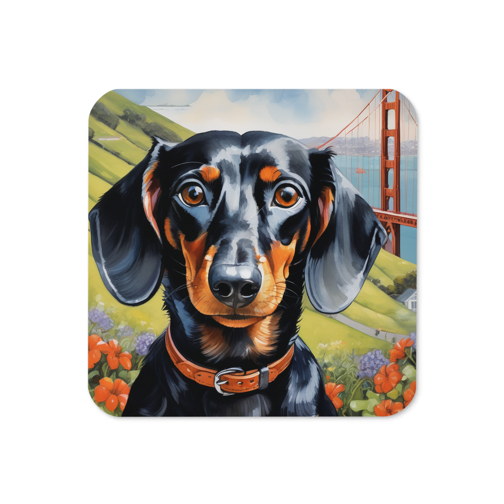 PugMug Custom Black Dachshund Coaster