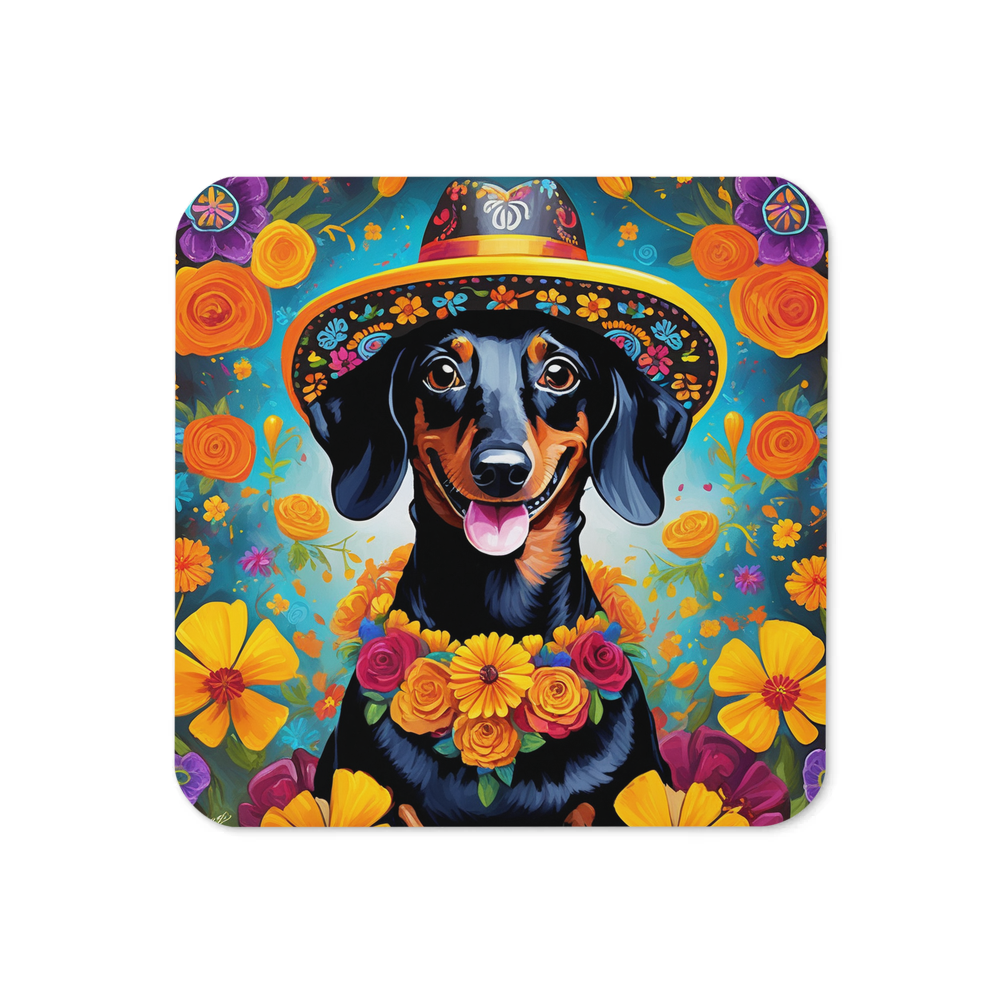 PugMug Custom Black Dachshund Coaster