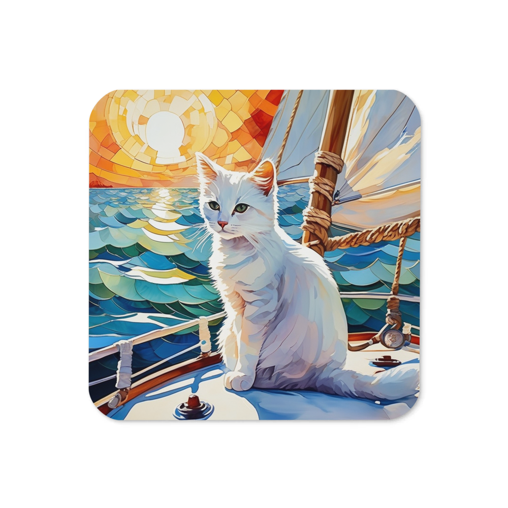 PugMug Custom White Companion Cat Coaster