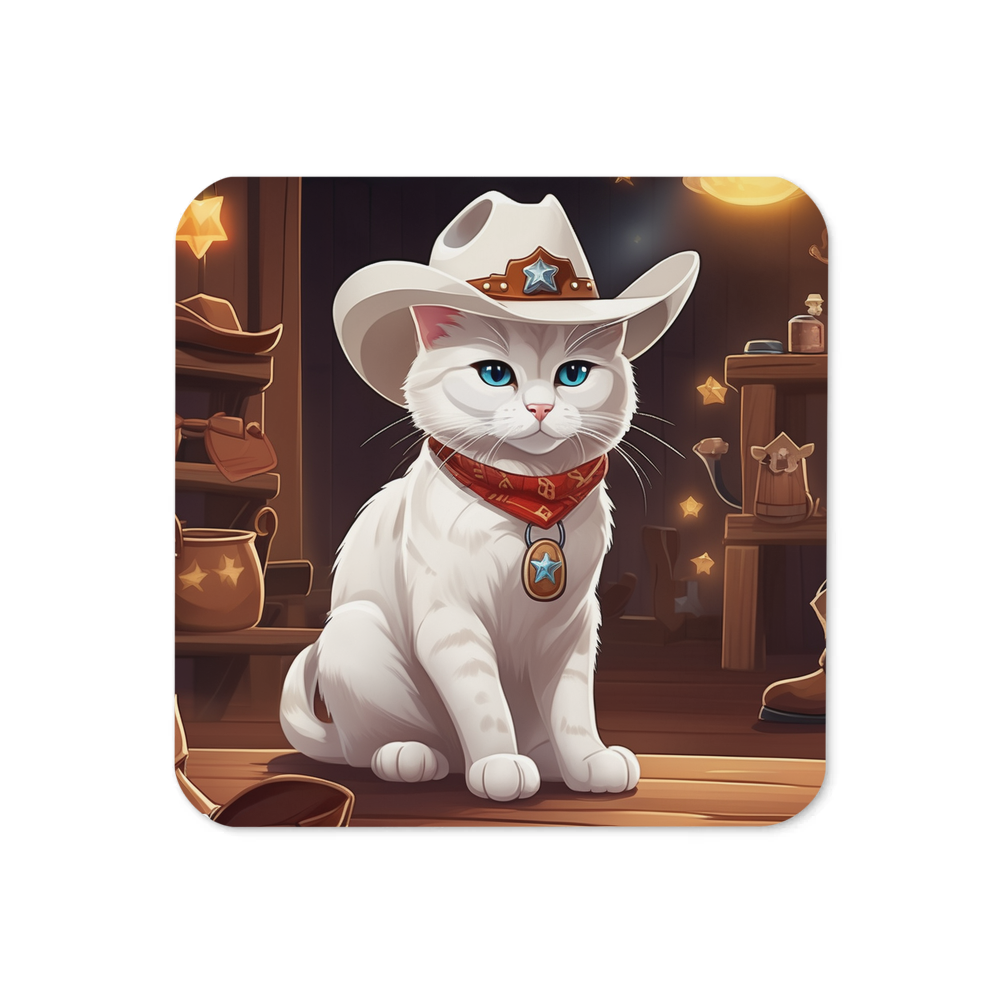 PugMug Custom White Companion Cat Coaster