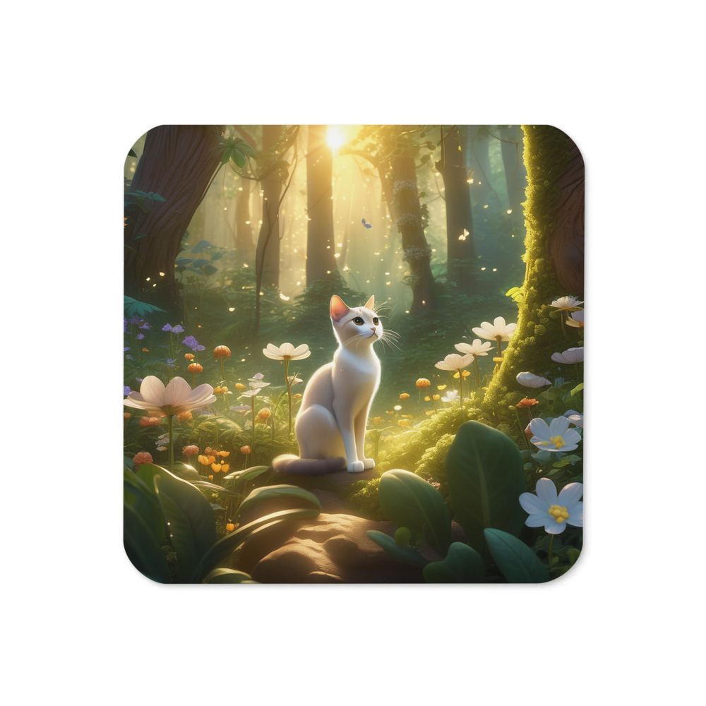 PugMug Custom White Abyssinian Cat Coaster