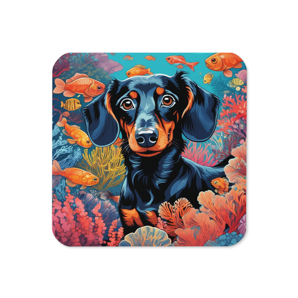 PugMug Custom Black Dachshund Coaster