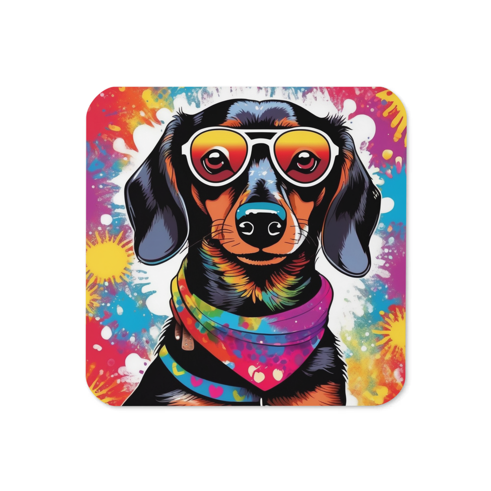 PugMug Custom Black Dachshund Coaster
