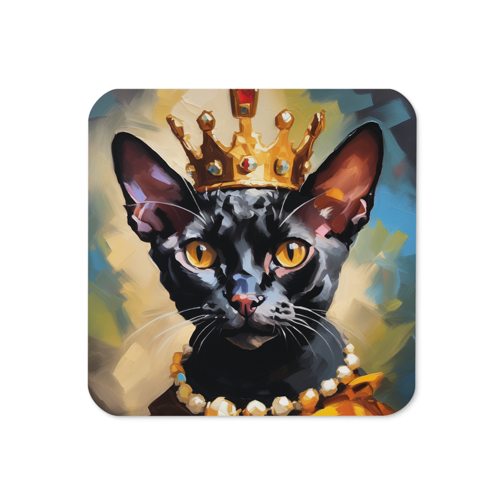 PugMug Custom Black Devon Rex Cat Coaster
