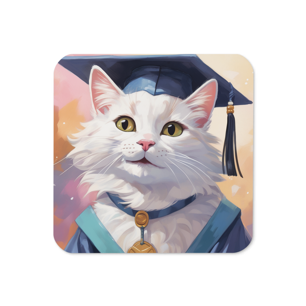 PugMug Custom White Companion Cat Coaster