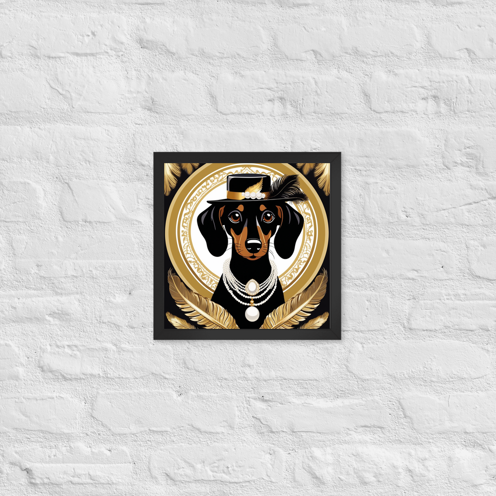 PugMug Custom Black Dachshund Framed Print