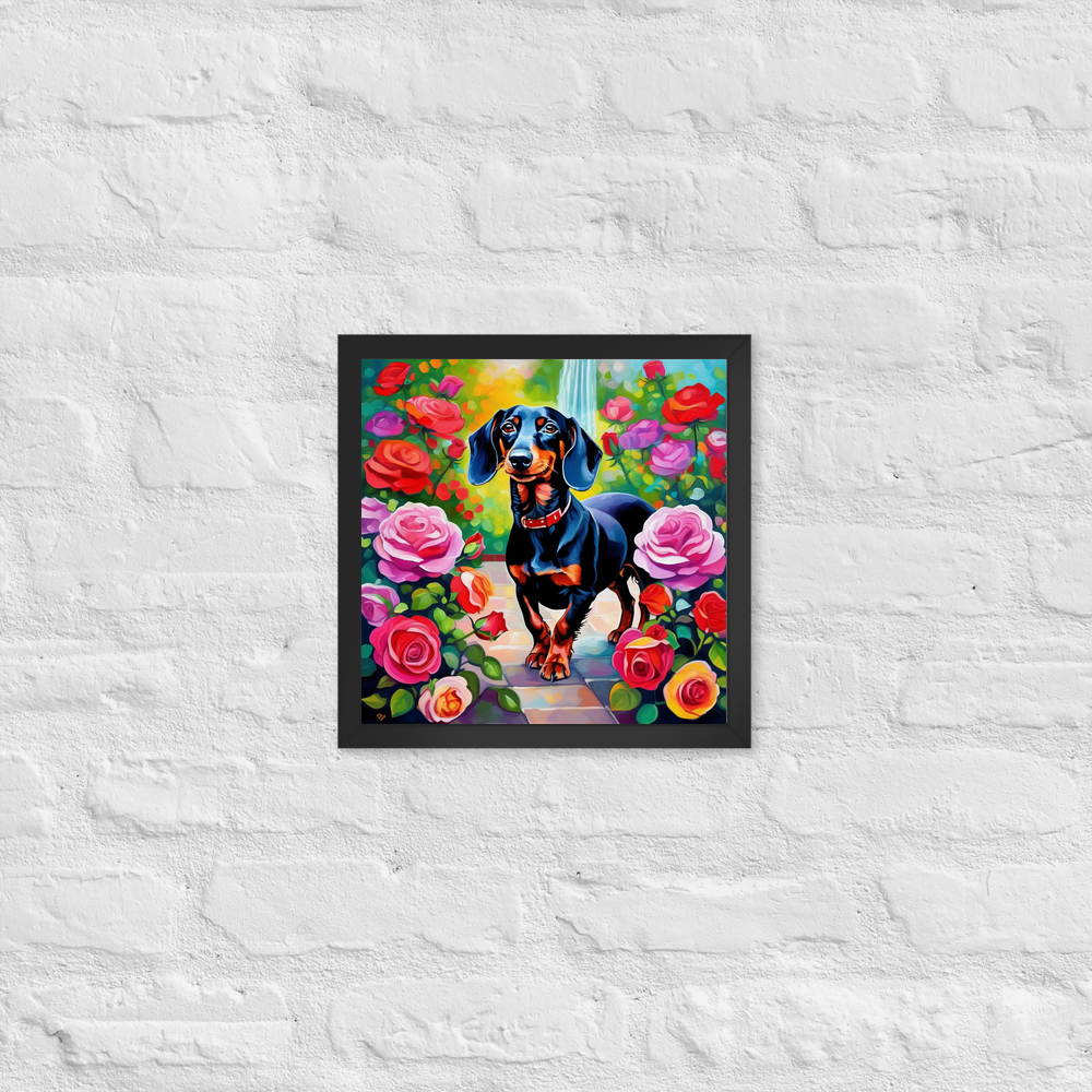 PugMug Custom Black Dachshund Framed Print