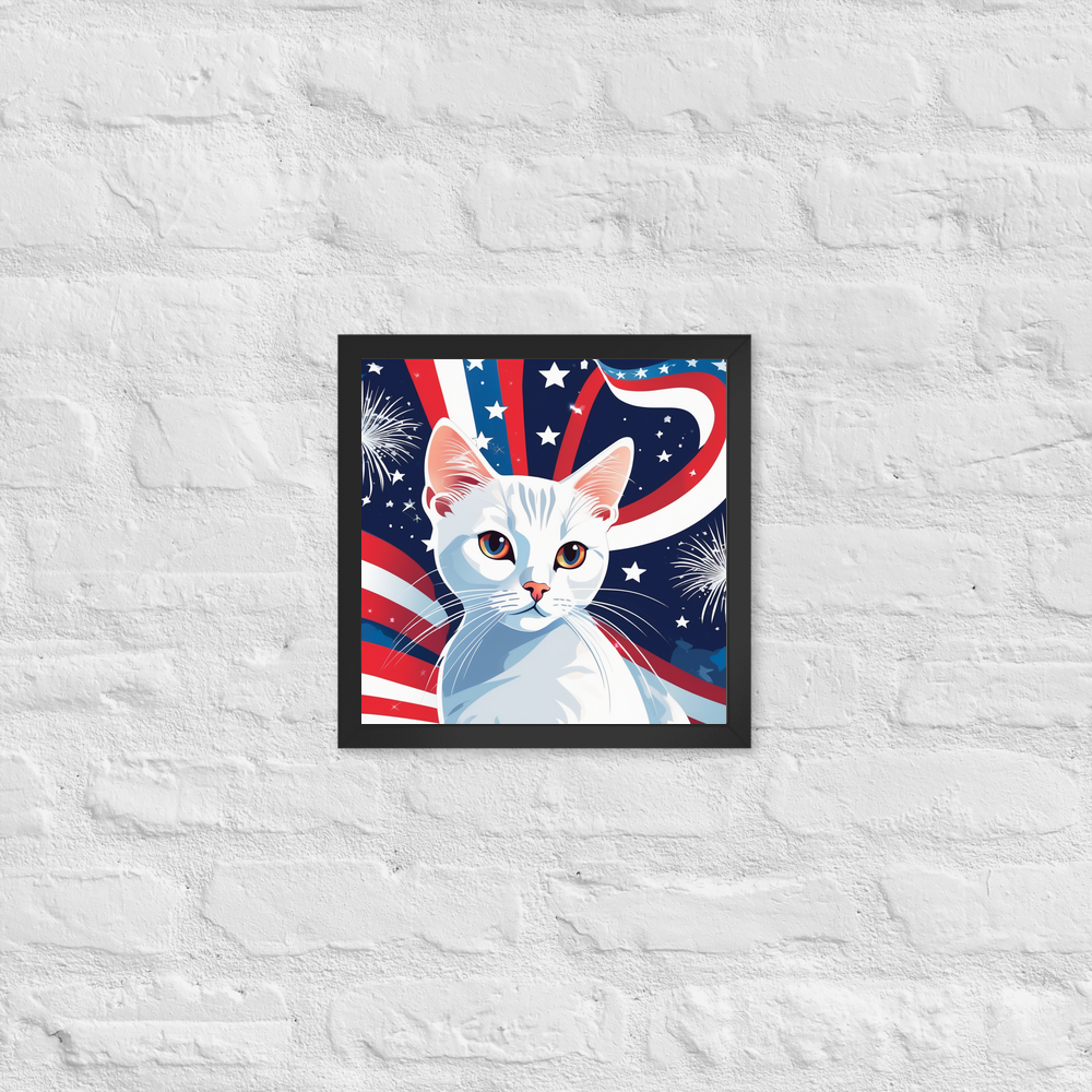 PugMug Custom White Companion Cat Framed Print