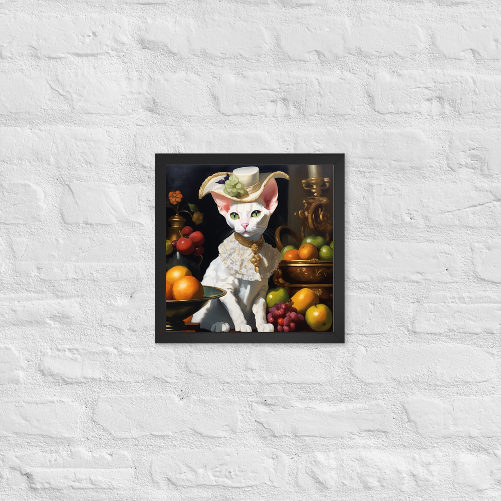 PugMug Custom White Devon Rex Cat Framed Print