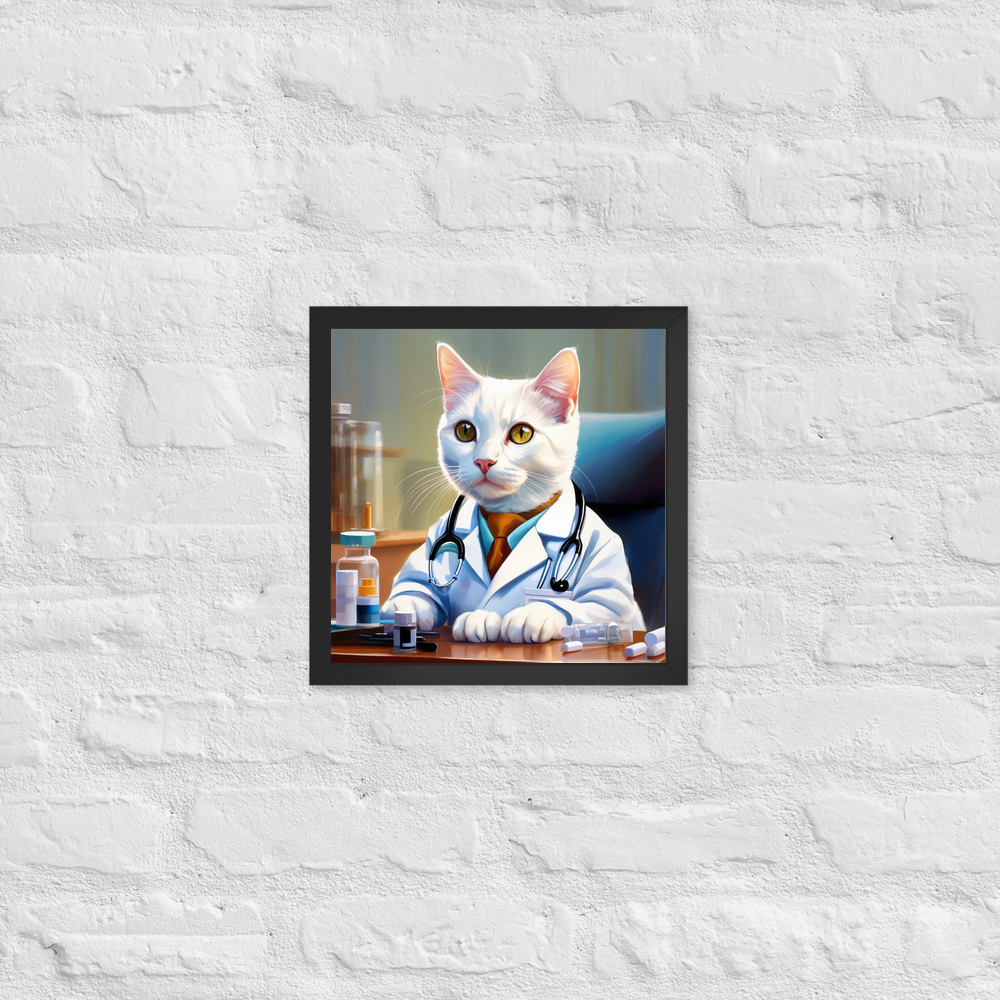 PugMug Custom White Companion Cat Framed Print