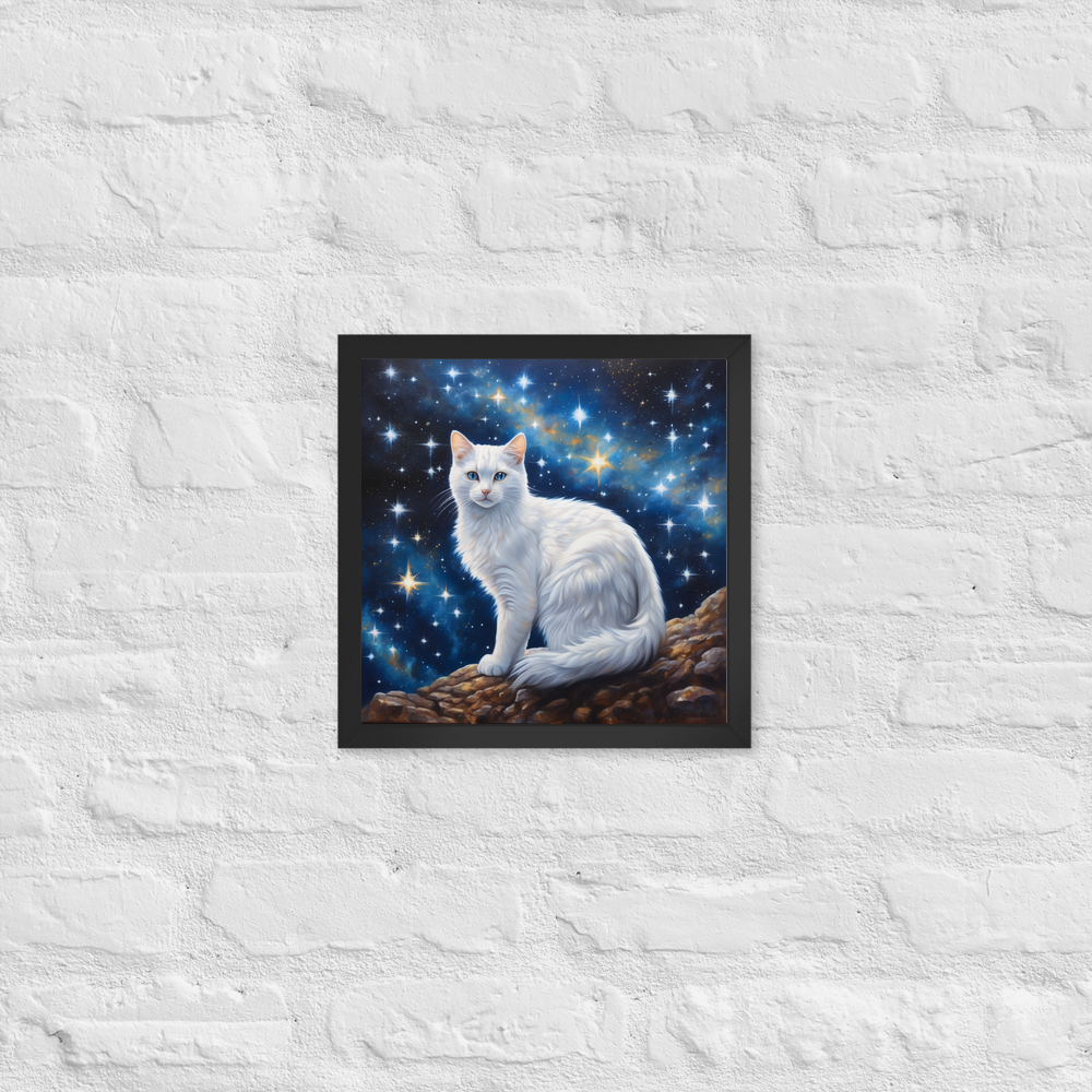 PugMug Custom White Companion Cat Framed Print