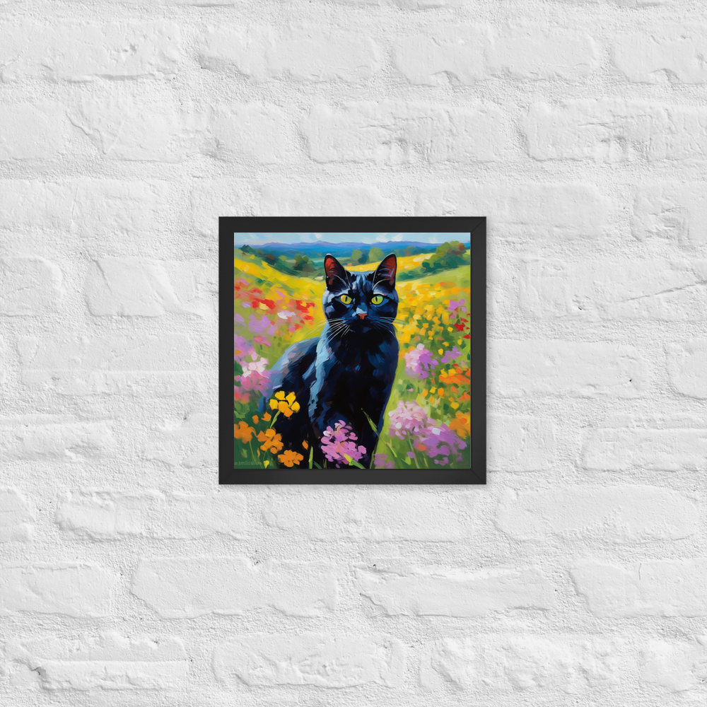 PugMug Custom Black American Shorthair Cat Framed Print