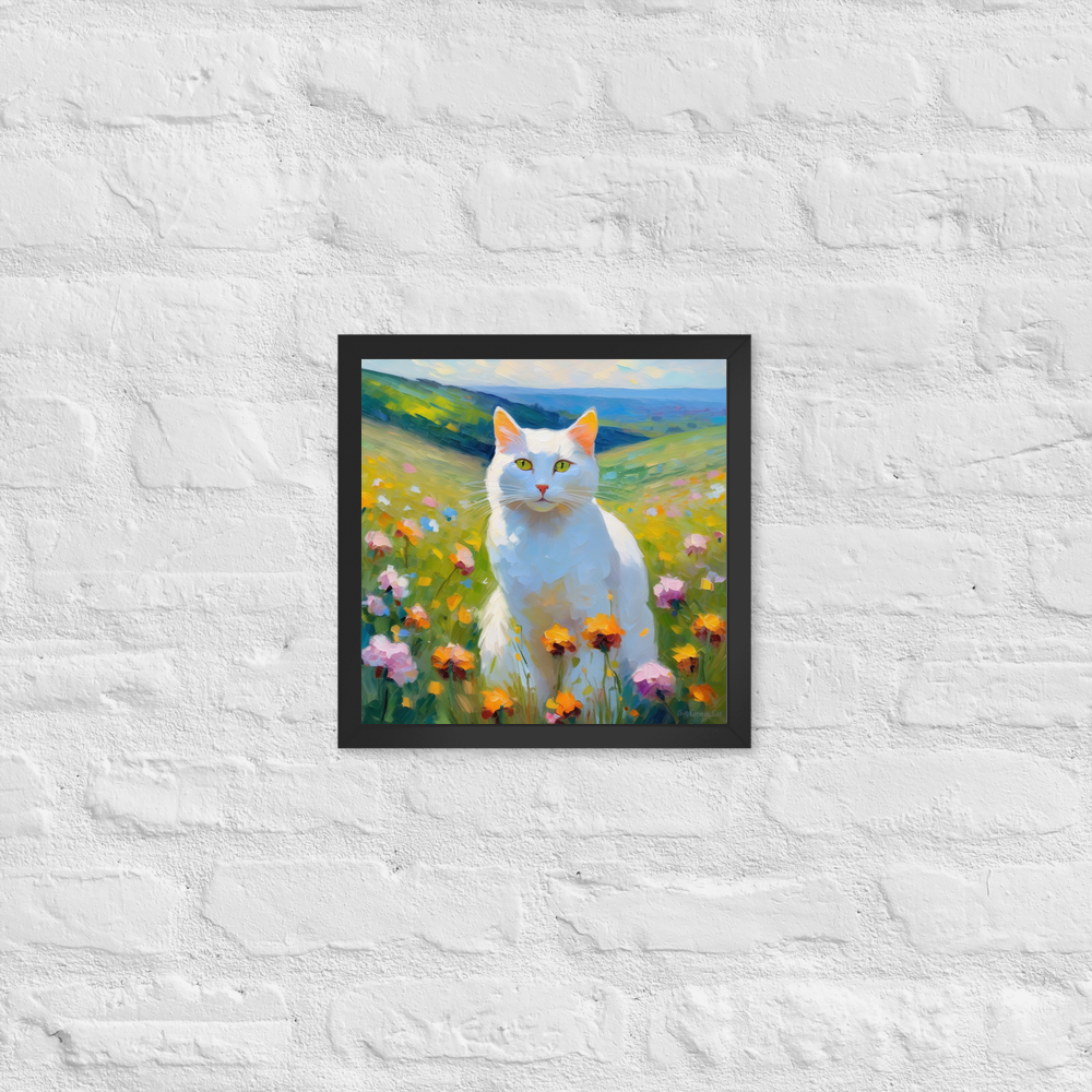 PugMug Custom White Companion Cat Framed Print