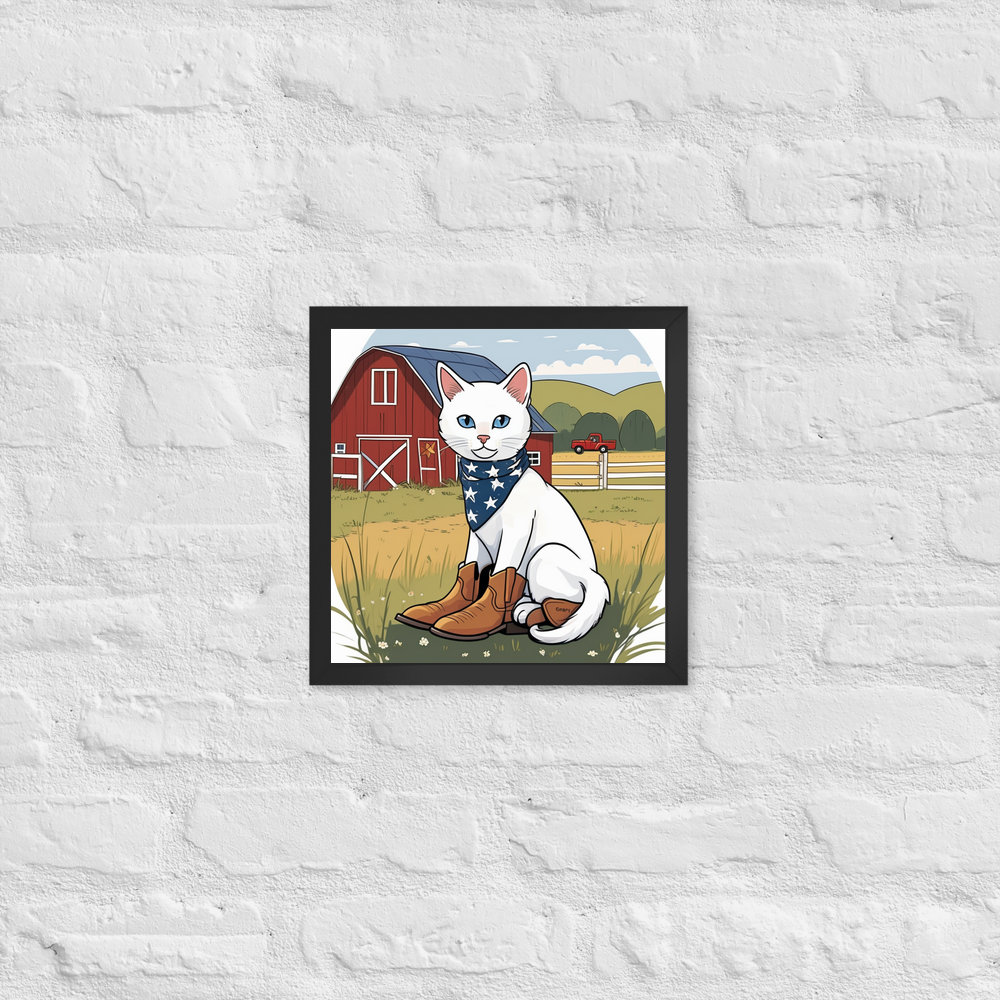 PugMug Custom White Companion Cat Framed Print
