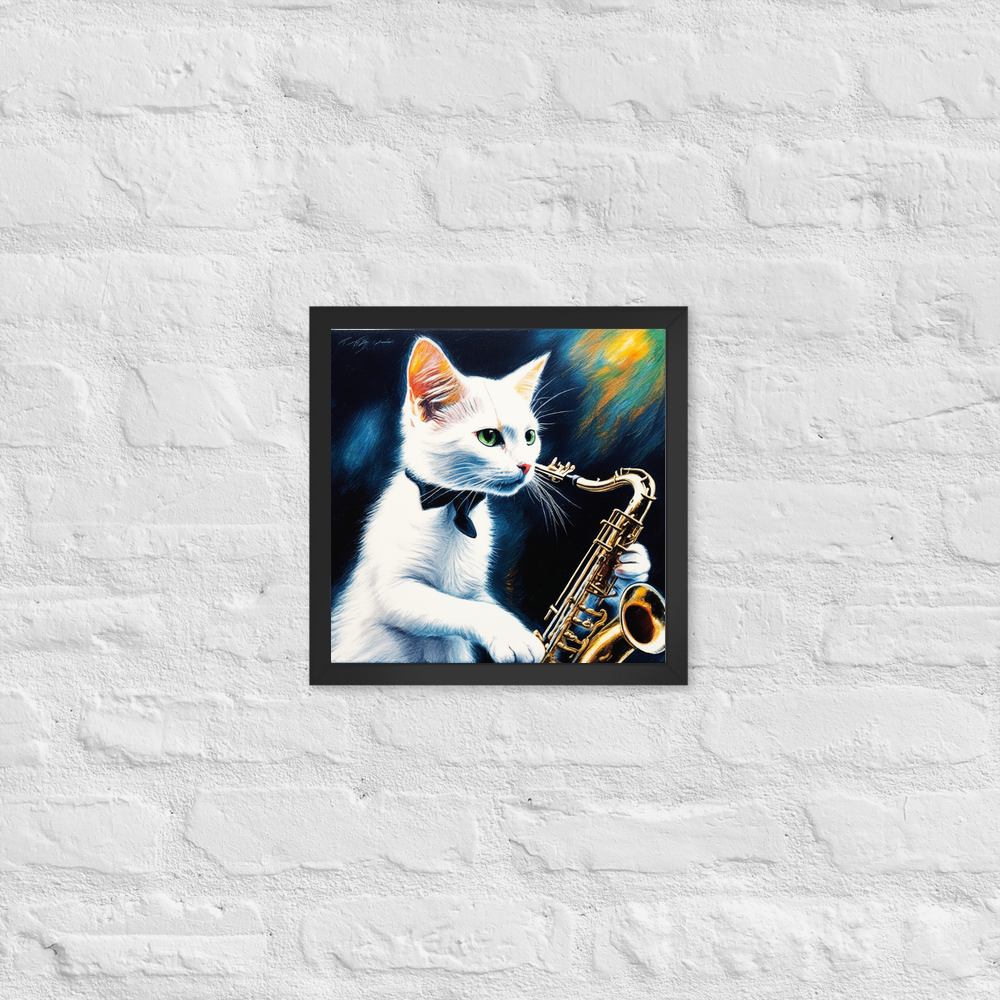 PugMug Custom White Companion Cat Framed Print