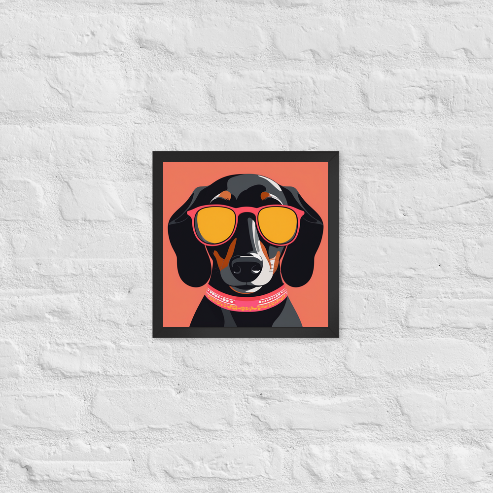 PugMug Custom Black Dachshund Framed Print