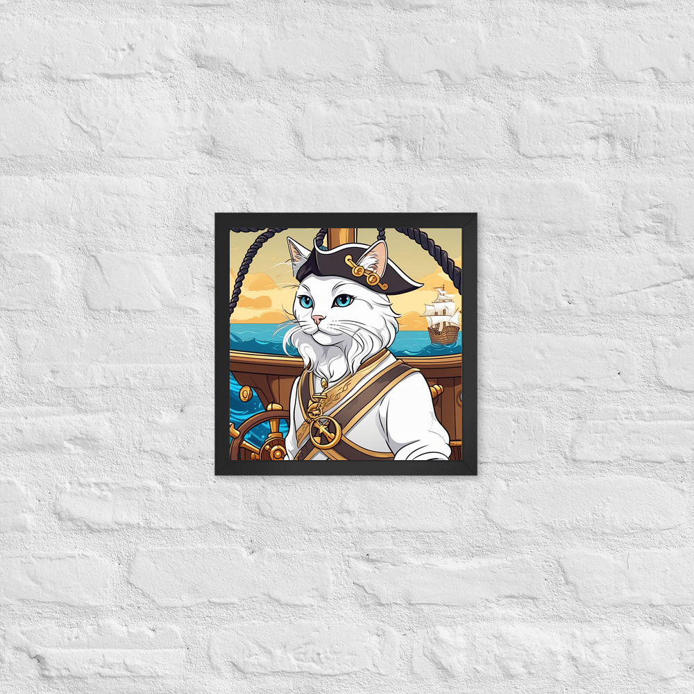 PugMug Custom White Companion Cat Framed Print