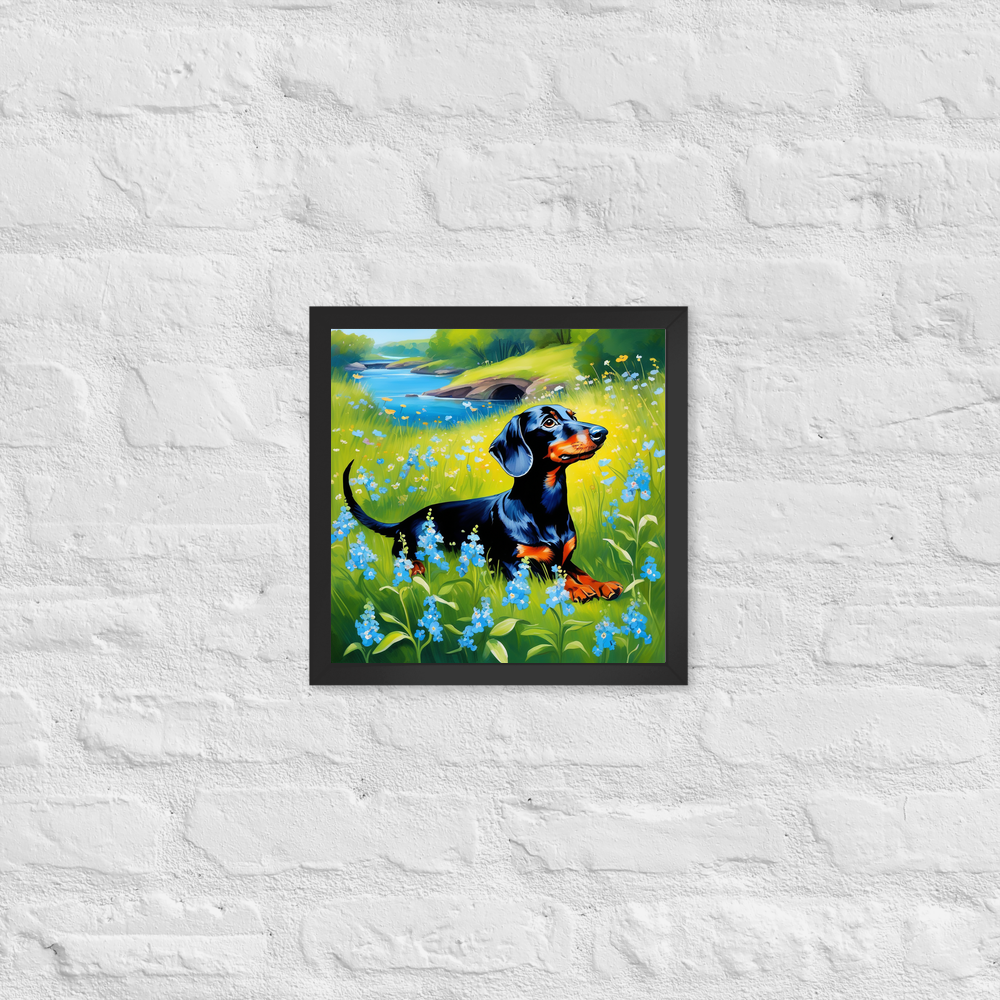 PugMug Custom Black Dachshund Framed Print