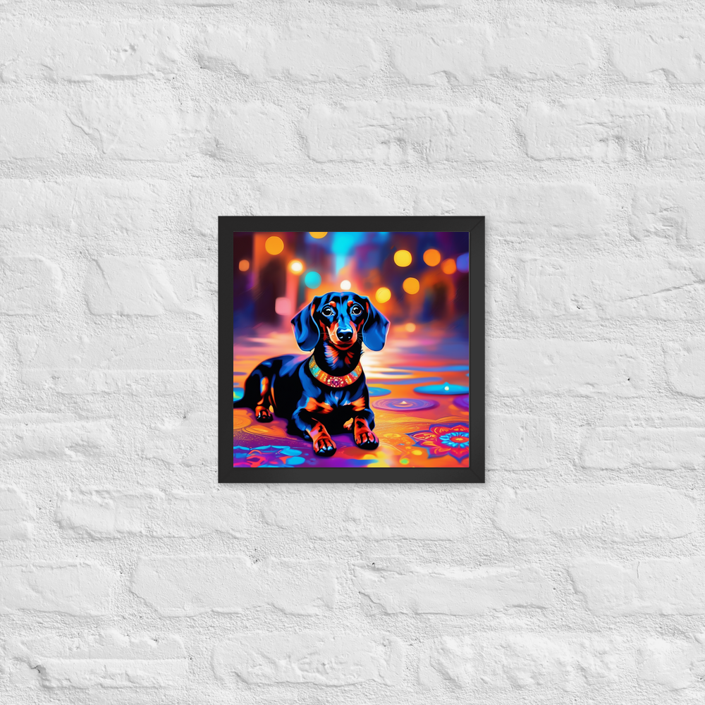 PugMug Custom Black Dachshund Framed Print