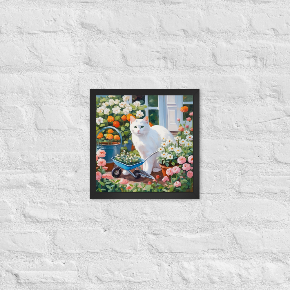 PugMug Custom White Companion Cat Framed Print