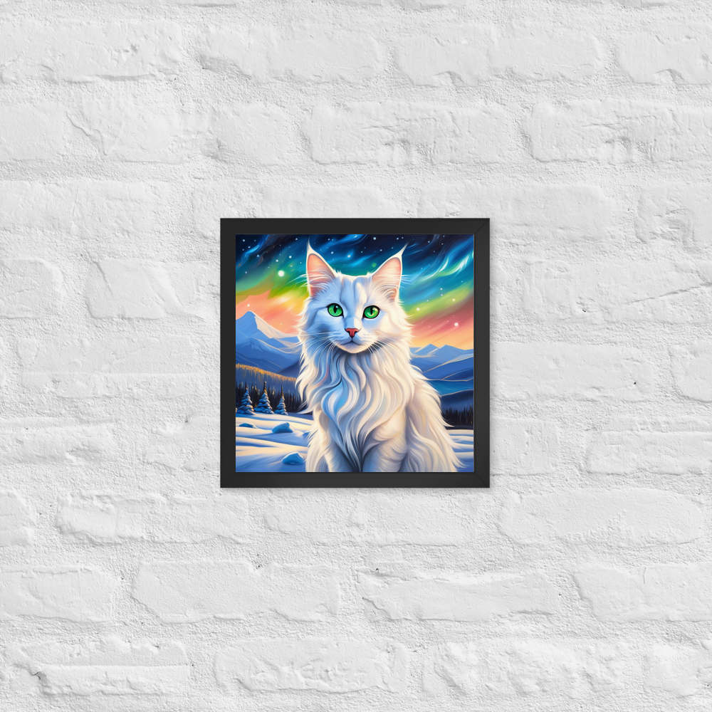 PugMug Custom White Companion Cat Framed Print