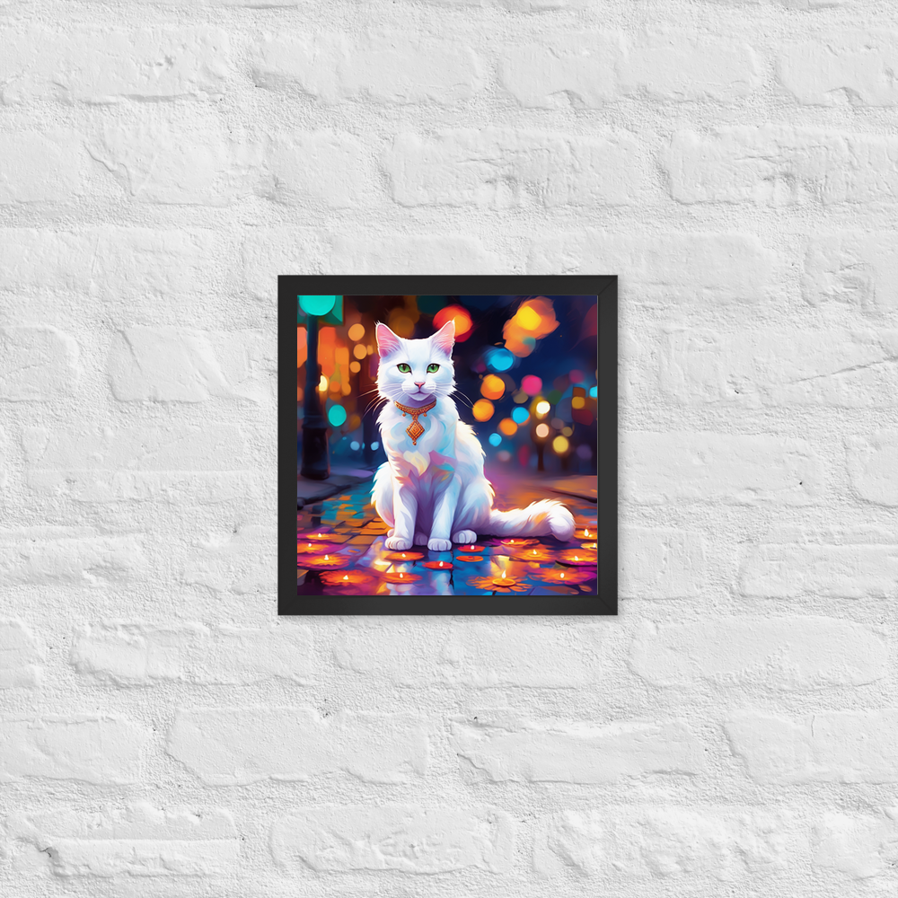 PugMug Custom White Companion Cat Framed Print