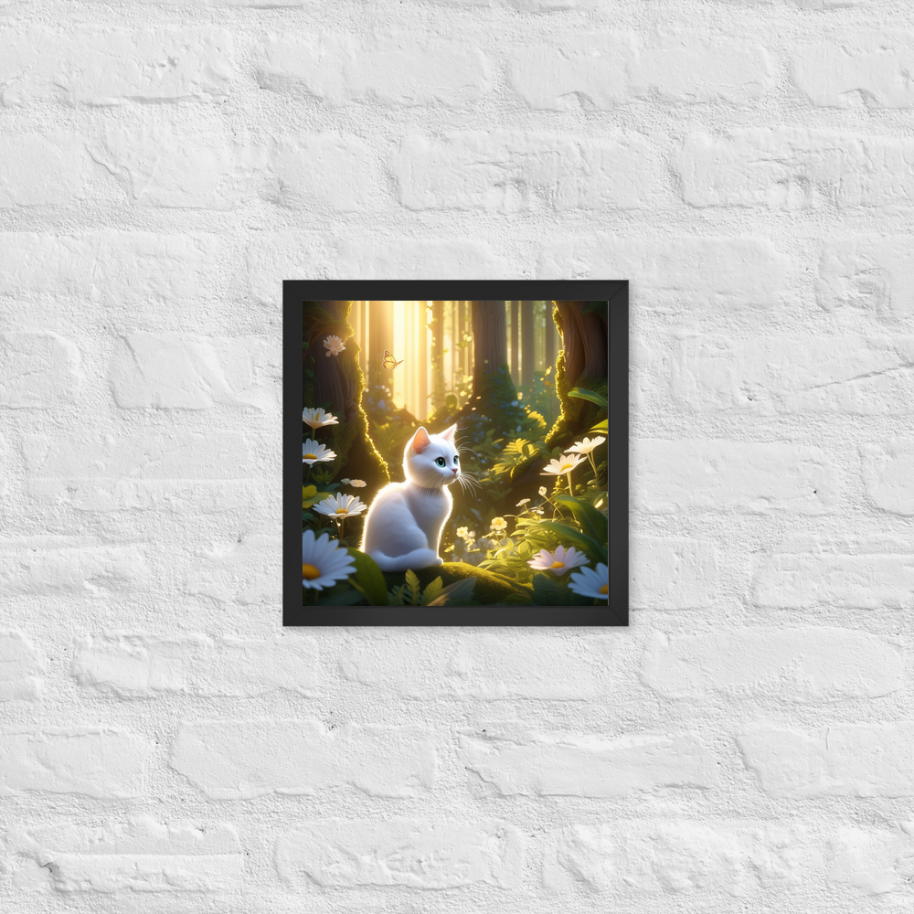 PugMug Custom White Companion Cat Framed Print