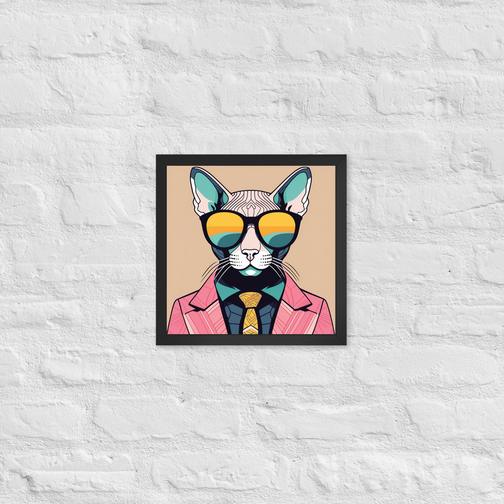 PugMug Custom Tabby Sphynx Cat Framed Print