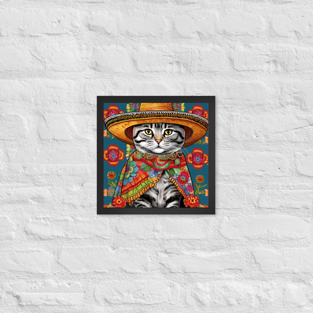 PugMug Custom Tabby Scottish Fold Cat Framed Print