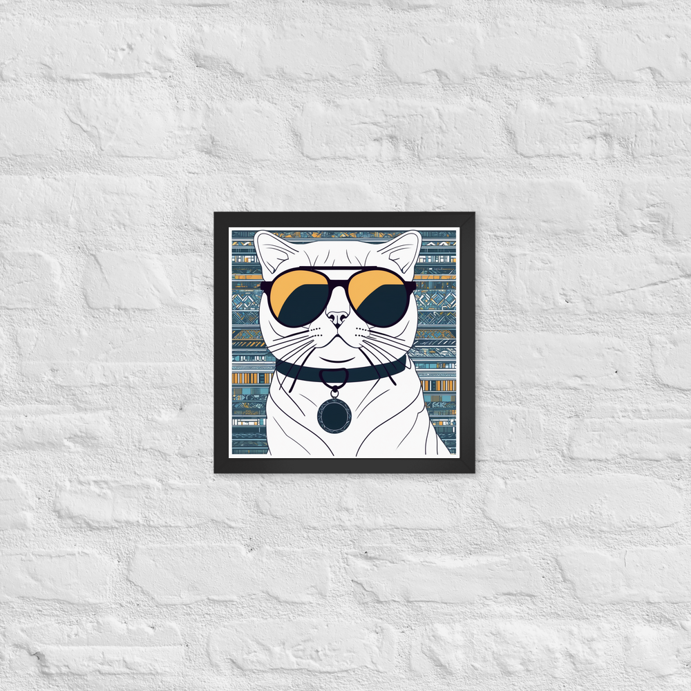 PugMug Custom White Scottish Fold Cat Framed Print