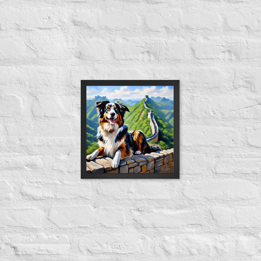 PugMug Custom Australian Shepherd Dog Framed Print