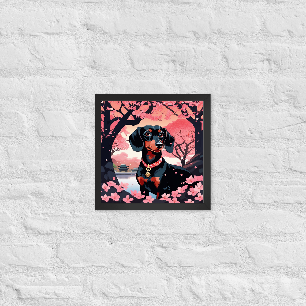 PugMug Custom Black Dachshund Framed Print