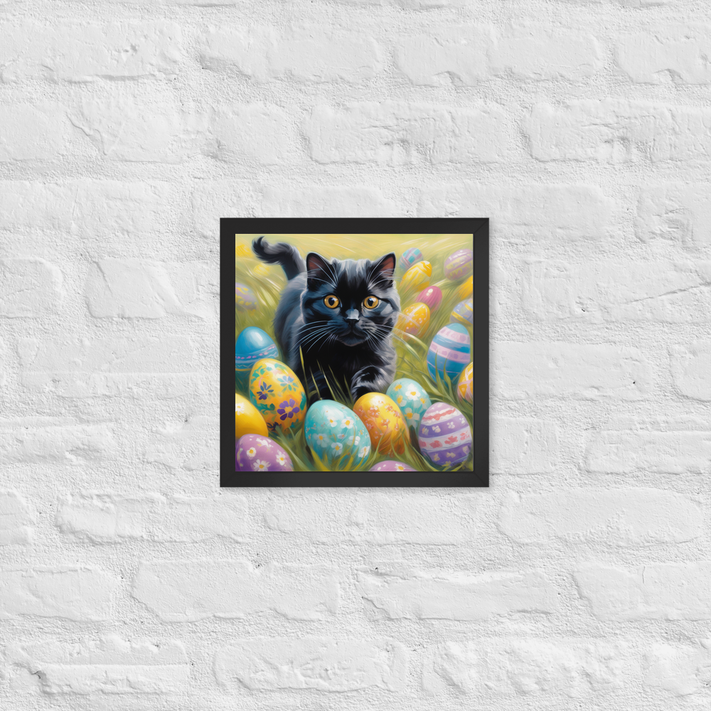 PugMug Custom Black Scottish Fold Cat Framed Print