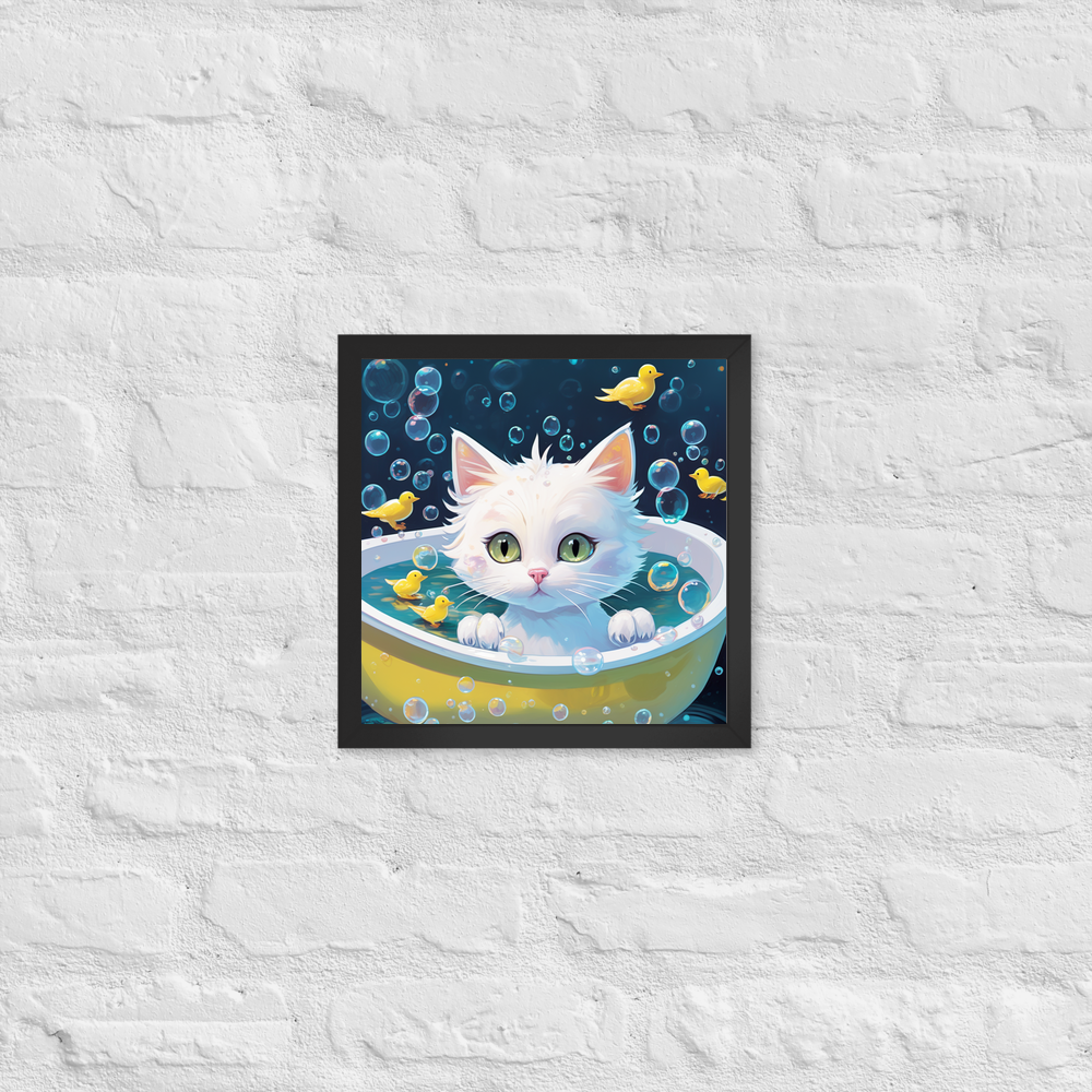 PugMug Custom White Companion Cat Framed Print